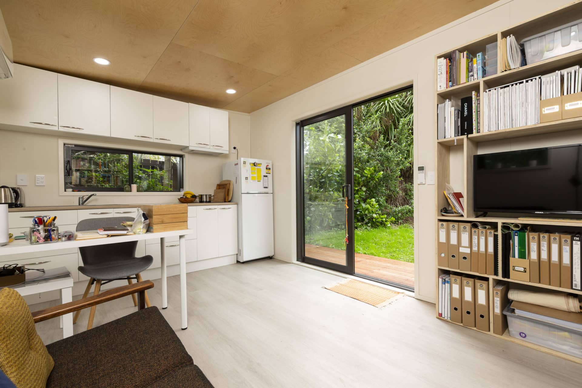 Interior View Showing Kitchen, Tv Console And View From Jaylene'S Ecopod