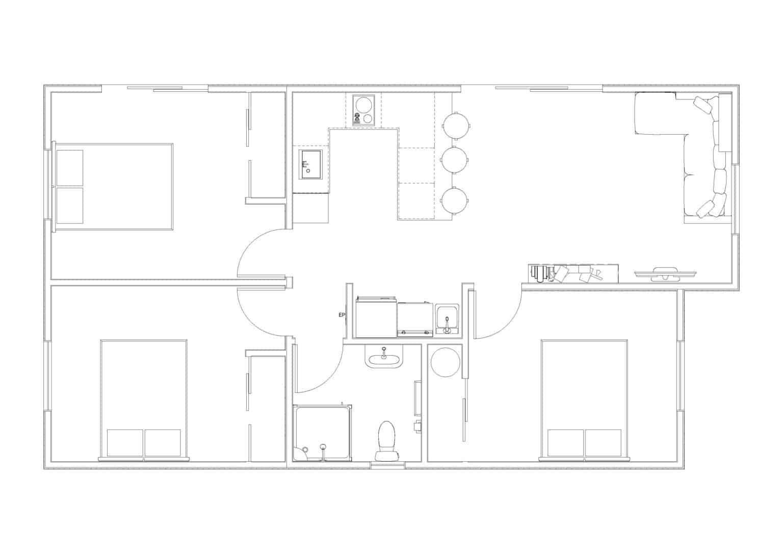 70Sqm 10.45 X 6.45 Snells Beach Bw