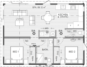 69Sqm 9.6 X 7.2 Muriwai Plan