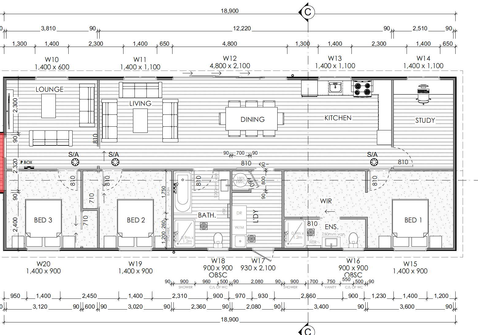 18.9 x 7.2 136sqm Taupaki Home floor plan